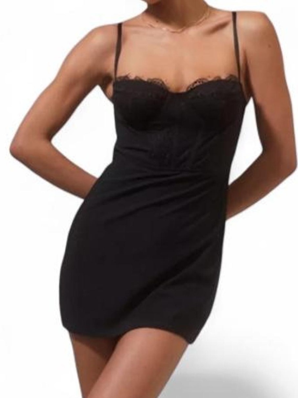 Urban Outfitters Black Lace-Trim Slip Dress - Women Intimates